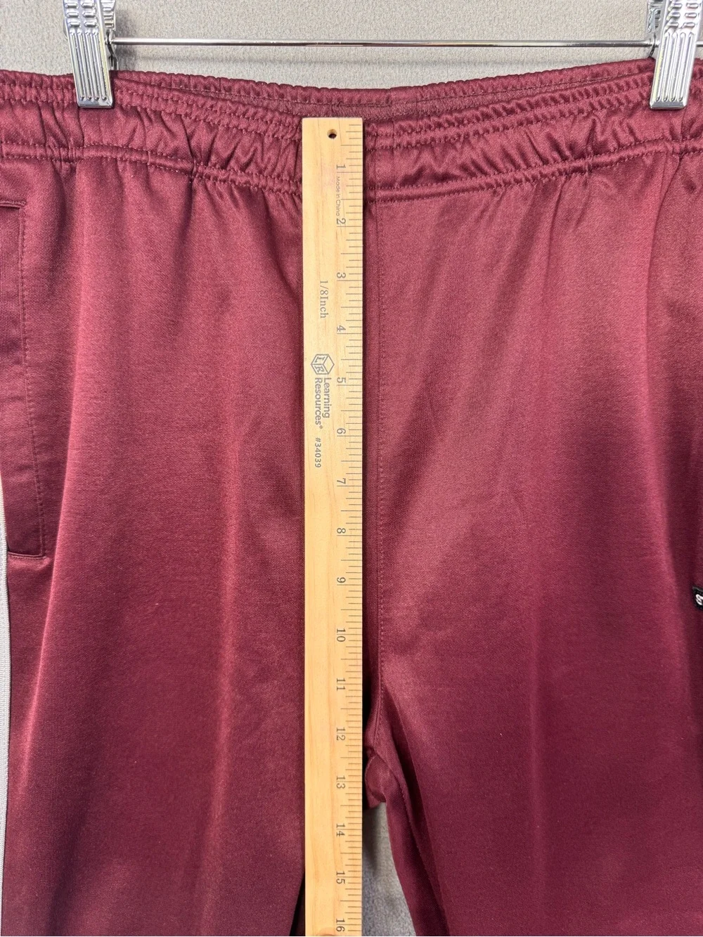 Stussy Men's Burgundy Maroon Poly Track Pants w/Side Grey + White Stripes, M